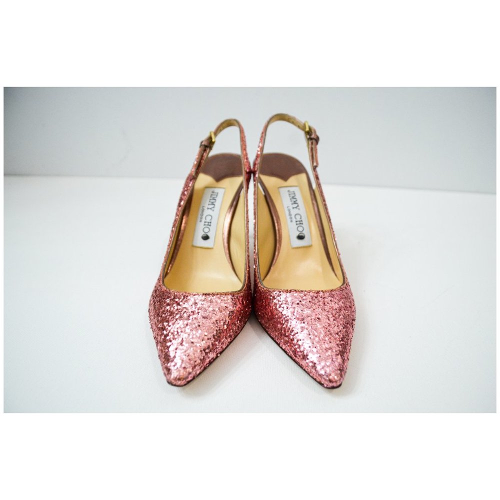 NIB Jimmy Choo Erin 85 Slingback Pumps Pink Glitter EU35.5 US5.5 $900 - Picture 6 of 14